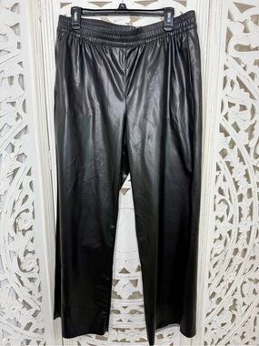 H&M Black Faux Leather Wide Leg Pants